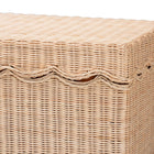 bali & pari Damita Scallop Natural Rattan Chest with Lift-top Lid - Coastal Boho Style Storage Bench for Bedroom, Entryway, or Living Room Organization