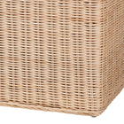 bali & pari Damita Scallop Natural Rattan Chest with Lift-top Lid - Coastal Boho Style Storage Bench for Bedroom, Entryway, or Living Room Organization
