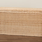 bali & pari Caden Braided Natural Rattan Chest with Lift-top Lid - Coastal Boho Style Storage Bench for Bedroom, Entryway, or Living Room Organization