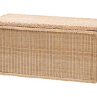 bali & pari Caden Braided Natural Rattan Chest with Lift-top Lid - Coastal Boho Style Storage Bench for Bedroom, Entryway, or Living Room Organization