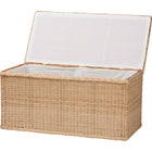 bali & pari Caden Braided Natural Rattan Chest with Lift-top Lid - Coastal Boho Style Storage Bench for Bedroom, Entryway, or Living Room Organization