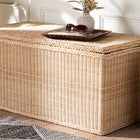 bali & pari Caden Braided Natural Rattan Chest with Lift-top Lid - Coastal Boho Style Storage Bench for Bedroom, Entryway, or Living Room Organization