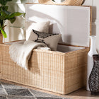 bali & pari Caden Braided Natural Rattan Chest with Lift-top Lid - Coastal Boho Style Storage Bench for Bedroom, Entryway, or Living Room Organization
