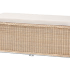 bali & pari Barid Braided Natural Rattan Storage Bench with Cushioned Lift-Top Lid - Coastal Boho Style Chest for Bedroom, Entryway, or Living Room Organization, Natural, 45" Rectangle