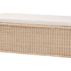 bali & pari Barid Braided Natural Rattan Storage Bench with Cushioned Lift-Top Lid - Coastal Boho Style Chest for Bedroom, Entryway, or Living Room Organization, Natural, 45" Rectangle