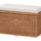 bali & pari Eamon Braided Natural Rattan Storage Bench with Cushioned Lift-Top Lid - Coastal Boho Style Chest for Bedroom, Entryway, or Living Room Organization, 31" Rectangle, Brown