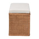 bali & pari Eamon Braided Natural Rattan Storage Bench with Cushioned Lift-Top Lid - Coastal Boho Style Chest for Bedroom, Entryway, or Living Room Organization, 31" Rectangle, Brown