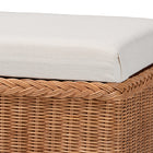 bali & pari Eamon Braided Natural Rattan Storage Bench with Cushioned Lift-Top Lid - Coastal Boho Style Chest for Bedroom, Entryway, or Living Room Organization, 31" Rectangle, Brown
