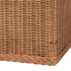 bali & pari Eamon Braided Natural Rattan Storage Bench with Cushioned Lift-Top Lid - Coastal Boho Style Chest for Bedroom, Entryway, or Living Room Organization, 31" Rectangle, Brown