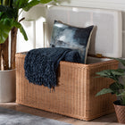 bali & pari Eamon Braided Natural Rattan Storage Bench with Cushioned Lift-Top Lid - Coastal Boho Style Chest for Bedroom, Entryway, or Living Room Organization, 31" Rectangle, Brown