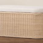 bali & pari Barid Braided Natural Rattan Storage Bench with Cushioned Lift-Top Lid - Coastal Boho Style Chest for Bedroom, Entryway, or Living Room Organization, Natural, 39" Oval