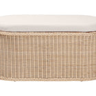 bali & pari Barid Braided Natural Rattan Storage Bench with Cushioned Lift-Top Lid - Coastal Boho Style Chest for Bedroom, Entryway, or Living Room Organization, Natural, 39" Oval