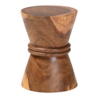 bali & pari Samira Solid Suar Wood Side Table - Handcrafted Sculptural End Table with Hourglass Design, Modern Boho Style for Living Room or Bedroom