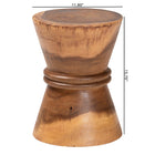 bali & pari Samira Solid Suar Wood Side Table - Handcrafted Sculptural End Table with Hourglass Design, Modern Boho Style for Living Room or Bedroom