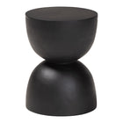 bali & pari Nomiki Solid Suar Wood Side Table - Hand-Carved Sculptural End Table with Hourglass Design, Modern Boho Style for Living Room or Bedroom