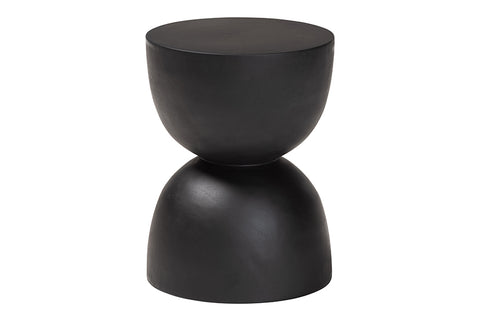 bali & pari Nomiki Solid Suar Wood Side Table - Hand-Carved Sculptural End Table with Hourglass Design, Modern Boho Style for Living Room or Bedroom