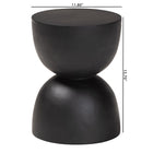 bali & pari Nomiki Solid Suar Wood Side Table - Hand-Carved Sculptural End Table with Hourglass Design, Modern Boho Style for Living Room or Bedroom
