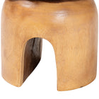 bali & pari Abrina Solid Suar Wood Side Table - Hand-Carved Sculptural End Table with Arched Base, Modern Boho Style for Living Room or Bedroom