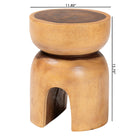 bali & pari Abrina Solid Suar Wood Side Table - Hand-Carved Sculptural End Table with Arched Base, Modern Boho Style for Living Room or Bedroom