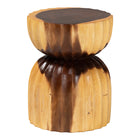 bali & pari Noleta Hand-carved Suar Wood Side Table - Sculptural Hourglass Accent Table with Natural Grain, Modern Boho Style for Living Room or Bedroom