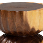 bali & pari Noleta Hand-carved Suar Wood Side Table - Sculptural Hourglass Accent Table with Natural Grain, Modern Boho Style for Living Room or Bedroom