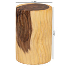 bali & pari Fuchsia Hand-carved Suar Wood Side Table - Round Sculptural Accent Table with Wave Design, Modern Boho Rustic Style for Living Room or Bedroom