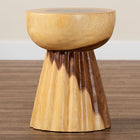 bali & pari Alara Hand-carved Suar Wood Side Table - Sculptural Pedestal Accent Table with Natural Grain, Modern Boho Style for Living Room or Bedroom