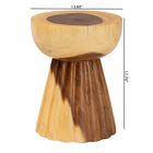 bali & pari Alara Hand-carved Suar Wood Side Table - Sculptural Pedestal Accent Table with Natural Grain, Modern Boho Style for Living Room or Bedroom