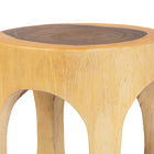 bali & pari Kaseko Hand-carved Suar Wood Side Table - Sculptural Accent Table with Open Work Design, Modern Boho Style for Living Room or Bedroom