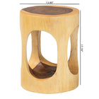 bali & pari Kaseko Hand-carved Suar Wood Side Table - Sculptural Accent Table with Open Work Design, Modern Boho Style for Living Room or Bedroom