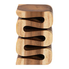 bali & pari Eliada Hand-carved Suar Wood Side Table - Wavy Sculptural Accent Table with Stacked Design, Modern Boho Style for Living Room or Bedroom