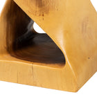 bali & pari Rapha Hand-carved Suar Wood Side Table with Shelf - Sculptural Accent Table with Twist Design, Modern Boho Style for Living Room or Bedroom