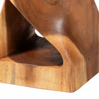 bali & pari Rapha Suar Wood Accent Table - Hand-Carved Sculptural Pedestal Stand with Twist Design, Modern Boho Side Table for Living Room or Entryway, 29.5" Tall