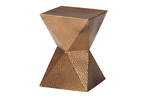 Baxton Studio Pacey Textured Metal Accent Table - Geometric Gold Side Table with Hourglass Silhouette for Indoor or Semi-Outdoor Use