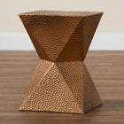 Baxton Studio Pacey Textured Metal Accent Table - Geometric Gold Side Table with Hourglass Silhouette for Indoor or Semi-Outdoor Use