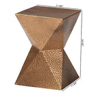 Baxton Studio Pacey Textured Metal Accent Table - Geometric Gold Side Table with Hourglass Silhouette for Indoor or Semi-Outdoor Use