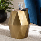 Baxton Studio Salman Geometric Bronze Metal Accent Table - Faceted Modern Side Table for Indoor or Semi-Outdoor Use