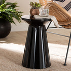 Baxton Studio Ulmer Metal Scalloped Side Table - Modern Round Accent Table for Indoor or Semi-Outdoor Use, Black
