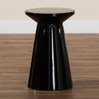 Baxton Studio Ulmer Metal Scalloped Side Table - Modern Round Accent Table for Indoor or Semi-Outdoor Use, Black