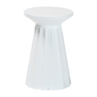 Baxton Studio Ulmer Metal Scalloped Side Table - Modern Round Accent Table for Indoor or Semi-Outdoor Use, White