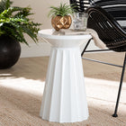 Baxton Studio Ulmer Metal Scalloped Side Table - Modern Round Accent Table for Indoor or Semi-Outdoor Use, White