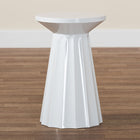Baxton Studio Ulmer Metal Scalloped Side Table - Modern Round Accent Table for Indoor or Semi-Outdoor Use, White