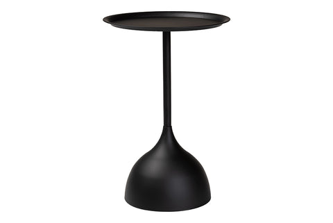 Baxton Studio Webb Black Metal Pedestal Side Table - Modern Accent Table with Round Tray Top for Indoor or Semi-Outdoor Use