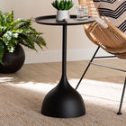 Baxton Studio Webb Black Metal Pedestal Side Table - Modern Accent Table with Round Tray Top for Indoor or Semi-Outdoor Use