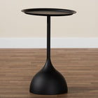 Baxton Studio Webb Black Metal Pedestal Side Table - Modern Accent Table with Round Tray Top for Indoor or Semi-Outdoor Use