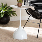 Baxton Studio Webb White Metal Pedestal Side Table - Modern Accent Table with Round Tray Top for Indoor or Semi-Outdoor Use