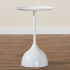 Baxton Studio Webb White Metal Pedestal Side Table - Modern Accent Table with Round Tray Top for Indoor or Semi-Outdoor Use