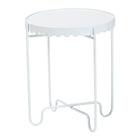 Baxton Studio Laverne White Metal Side Table with Scalloped Tray Top - Round Accent Table with Decorative Base for Indoor or Semi-Outdoor Use