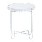 Baxton Studio Laverne White Metal Side Table with Scalloped Tray Top - Round Accent Table with Decorative Base for Indoor or Semi-Outdoor Use