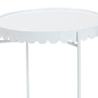 Baxton Studio Laverne White Metal Side Table with Scalloped Tray Top - Round Accent Table with Decorative Base for Indoor or Semi-Outdoor Use